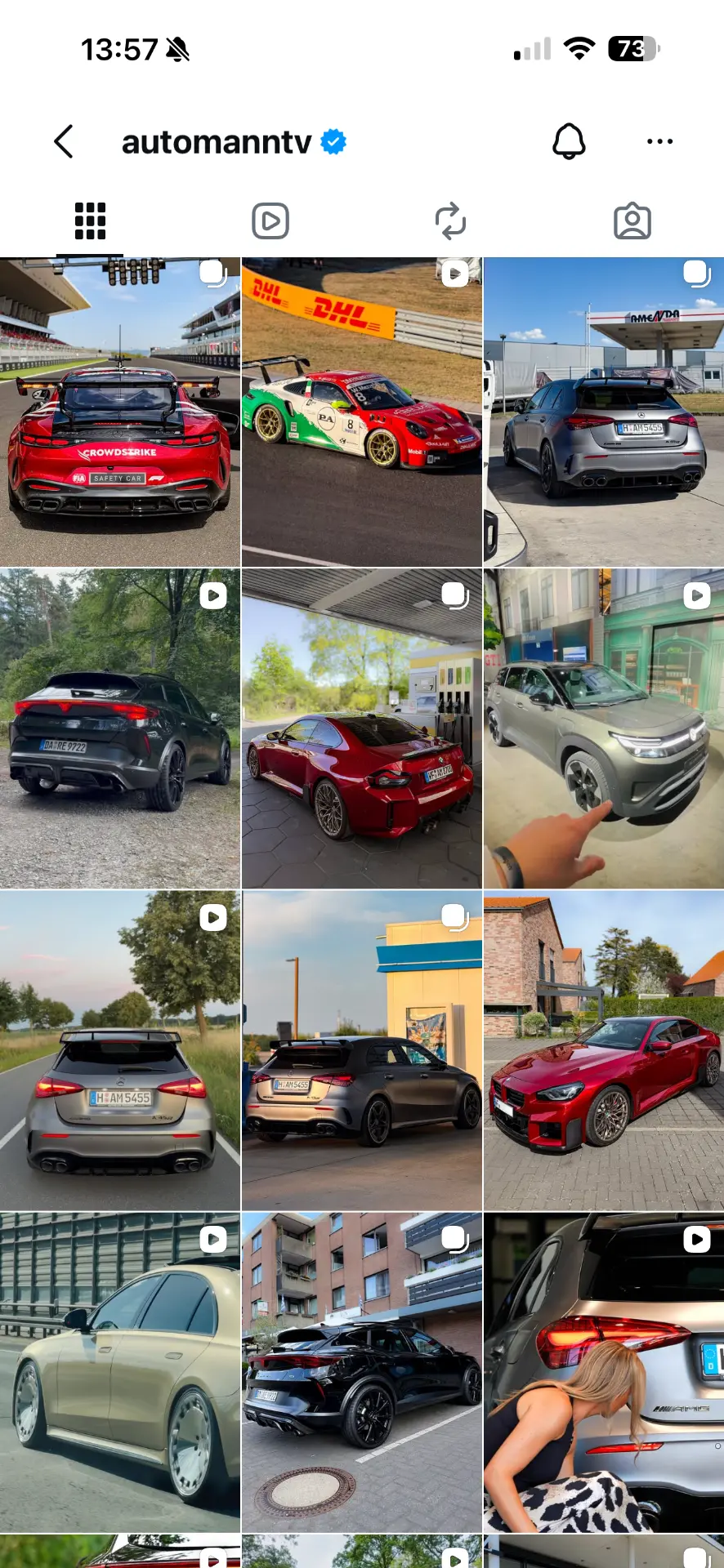 Automann-TV Instagram profile with the latest car posts
